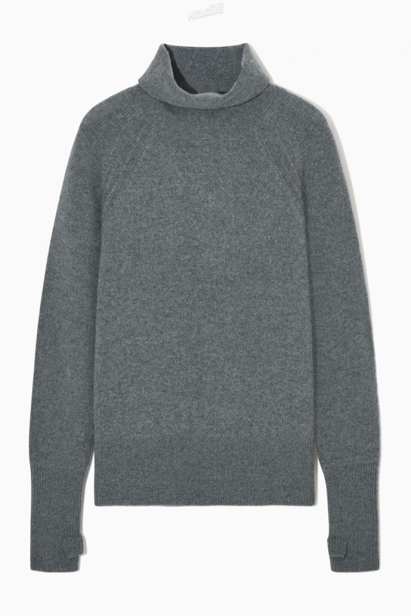 COS Pure Cashmere Turtleneck Pull Gray | 659178-WDJ