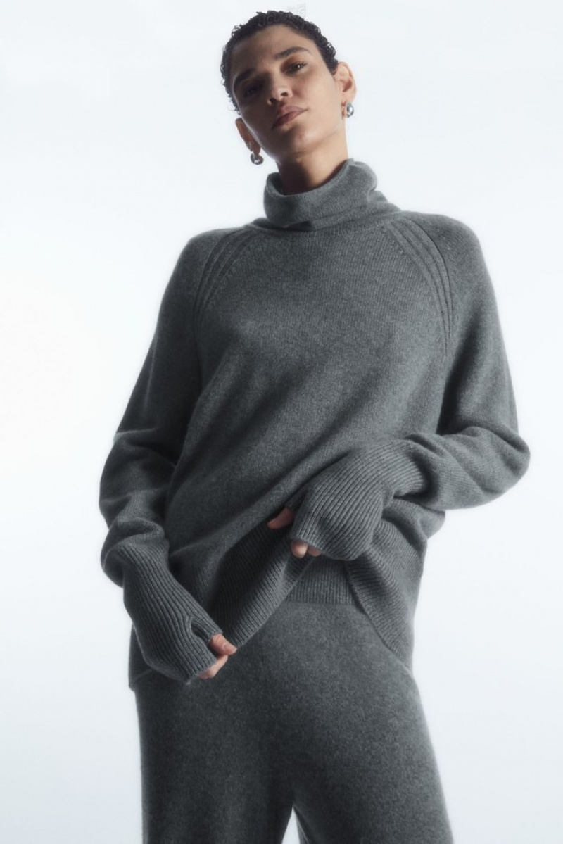 COS Pure Cashmere Turtleneck Pull Gray | 659178-WDJ