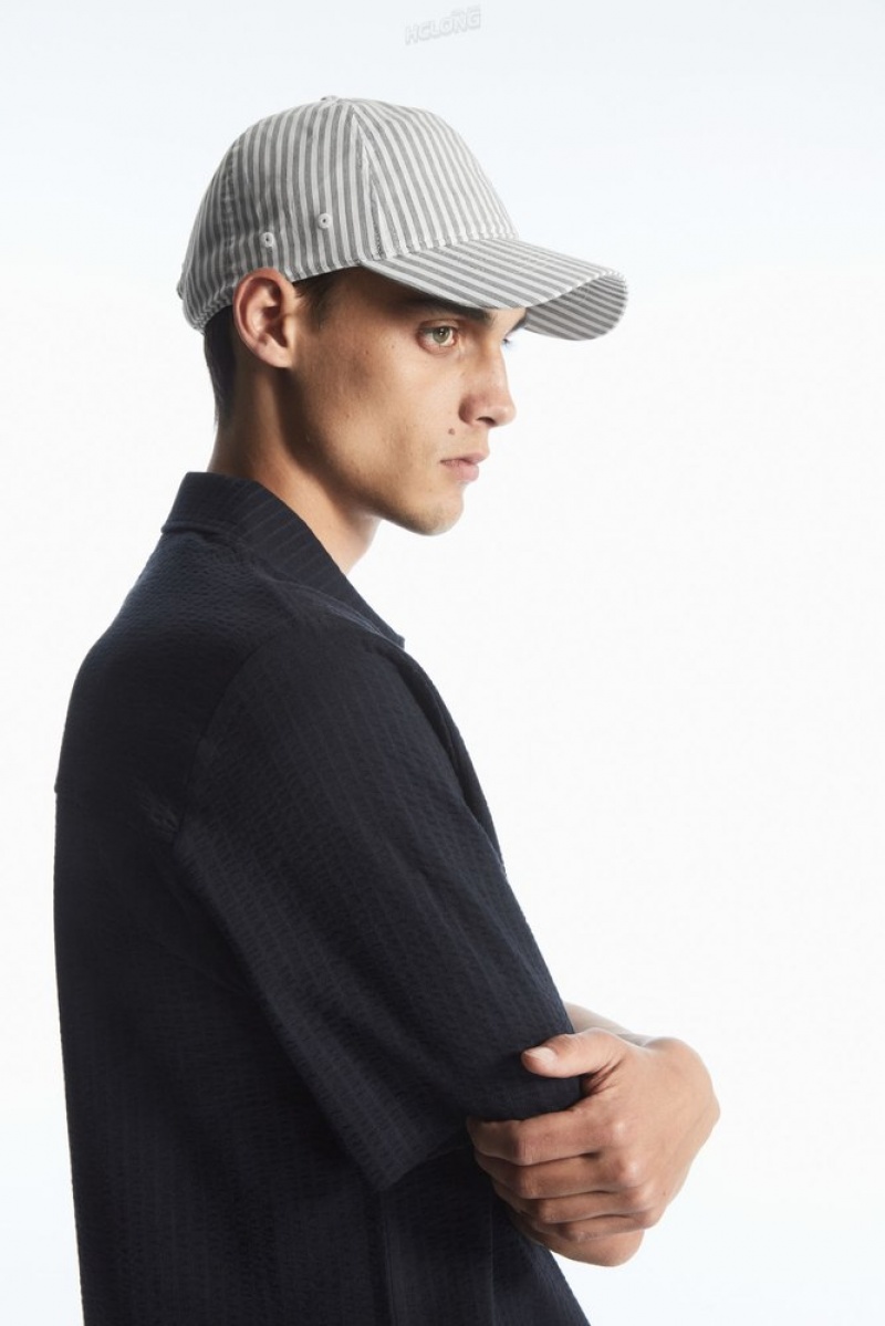 COS Rayé Baseball Cap Blanche | 608593-HPX