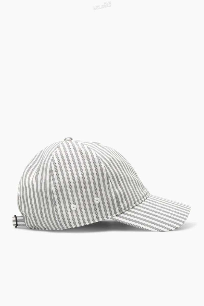 COS Rayé Baseball Cap Blanche | 608593-HPX