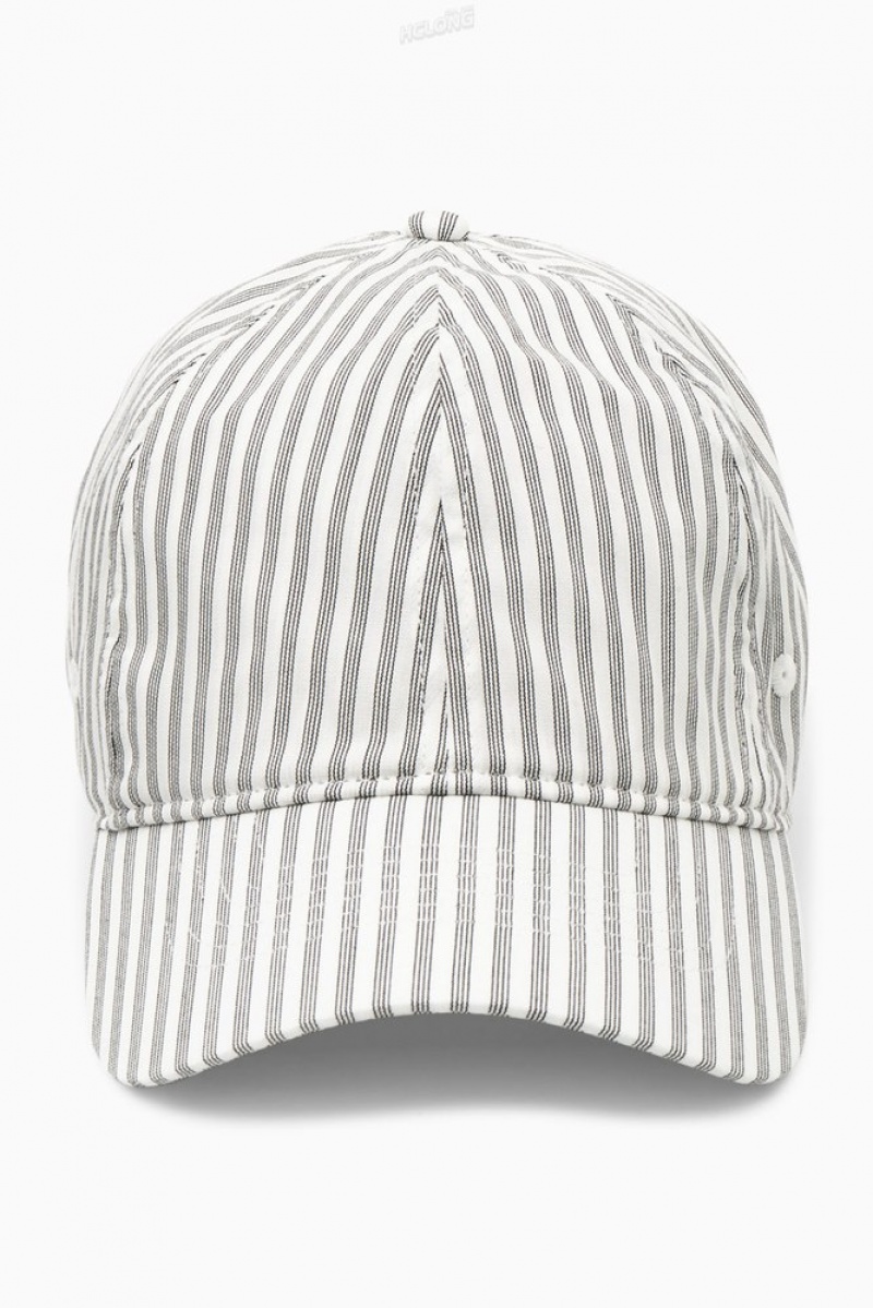 COS Rayé Baseball Cap Blanche | 608593-HPX