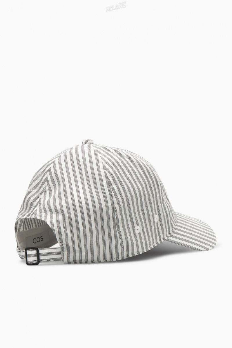 COS Rayé Baseball Cap Blanche | 608593-HPX