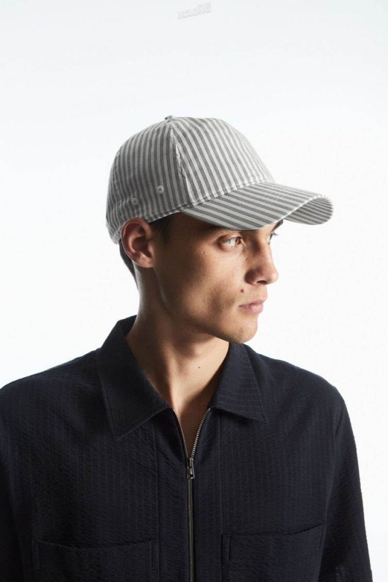 COS Rayé Baseball Cap Blanche | 608593-HPX