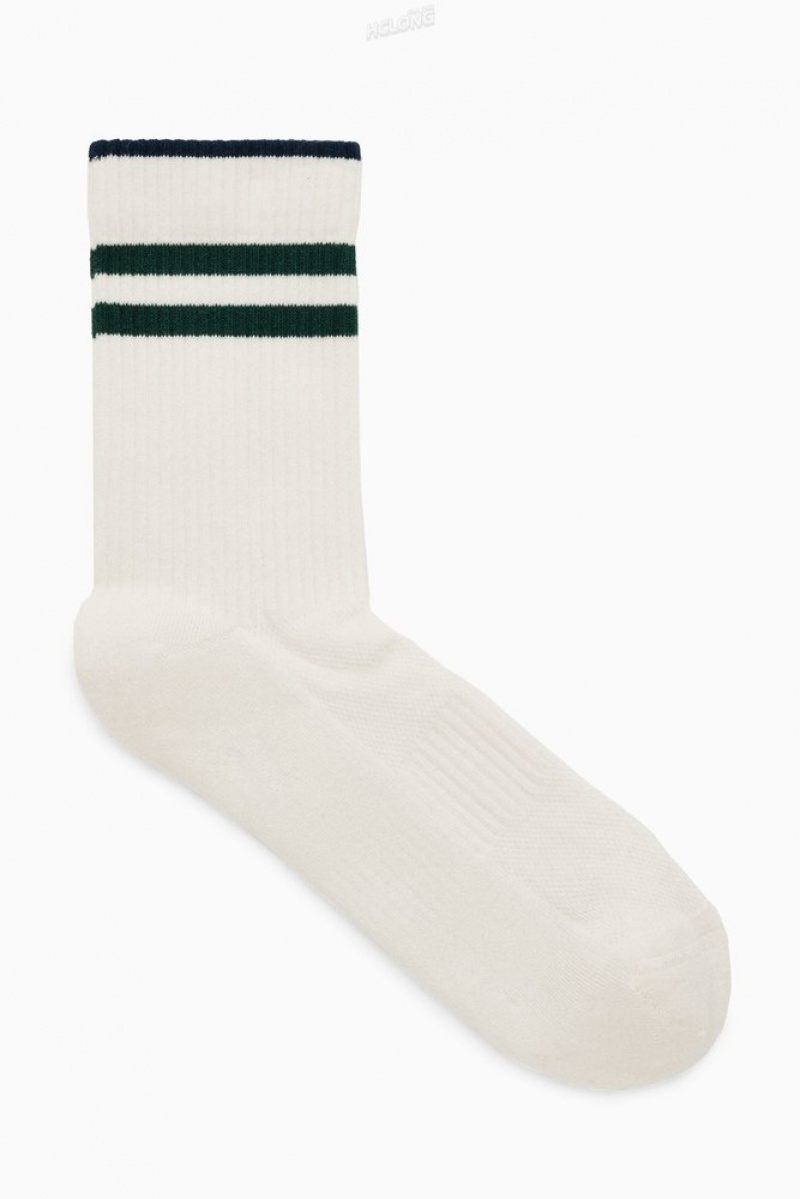 COS Rayé Sports Socks Grise Blanche | 203758-DIW