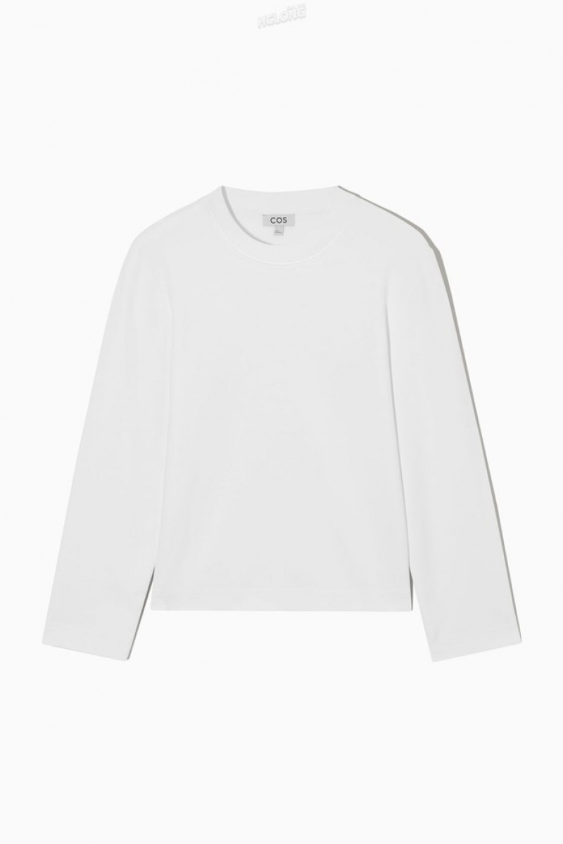 COS Regular-Fit Heavyweight Long-Sleeved T-Shirt Blanche | 467038-BCH