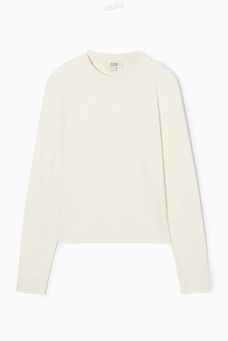 COS Regular-Fit Heavyweight Long-Sleeved T-Shirt Blanche | 483120-CUJ