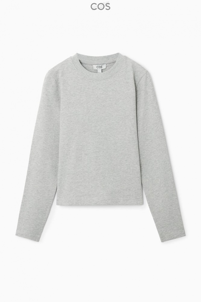 COS Regular-Fit Heavyweight Long-Sleeved T-Shirt Blanche | 302156-IXO