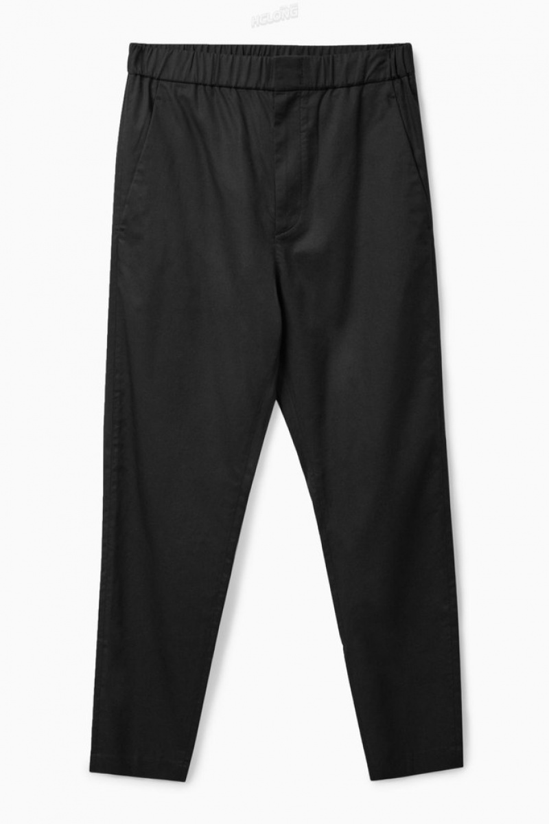 COS Regular-Fit Tapered Pants Noir | 019256-SRD