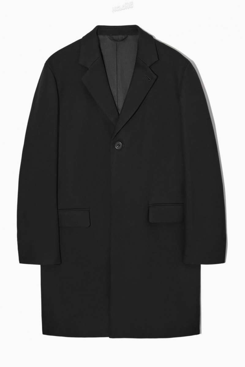 COS Regular-Fit Twill Coat Noir | 574960-QRI