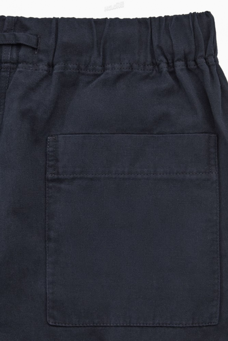 COS Relaxed-Fit Drawstring Twill Pants Bleu Marine | 314860-IXQ