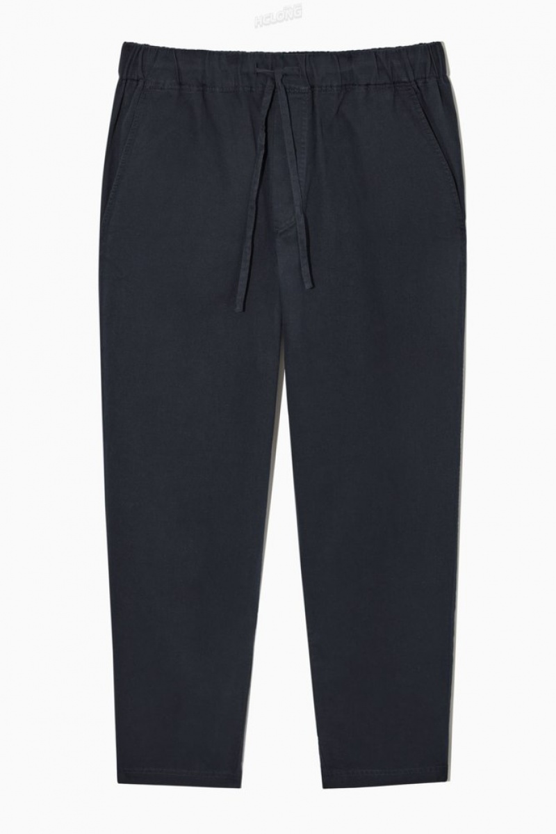 COS Relaxed-Fit Drawstring Twill Pants Bleu Marine | 314860-IXQ