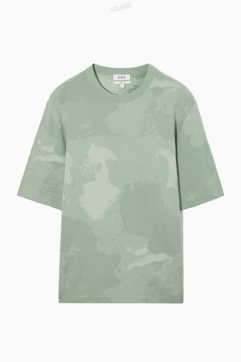 COS Relaxed-Fit Jacquard T-Shirt Vert Clair | 356129-XML