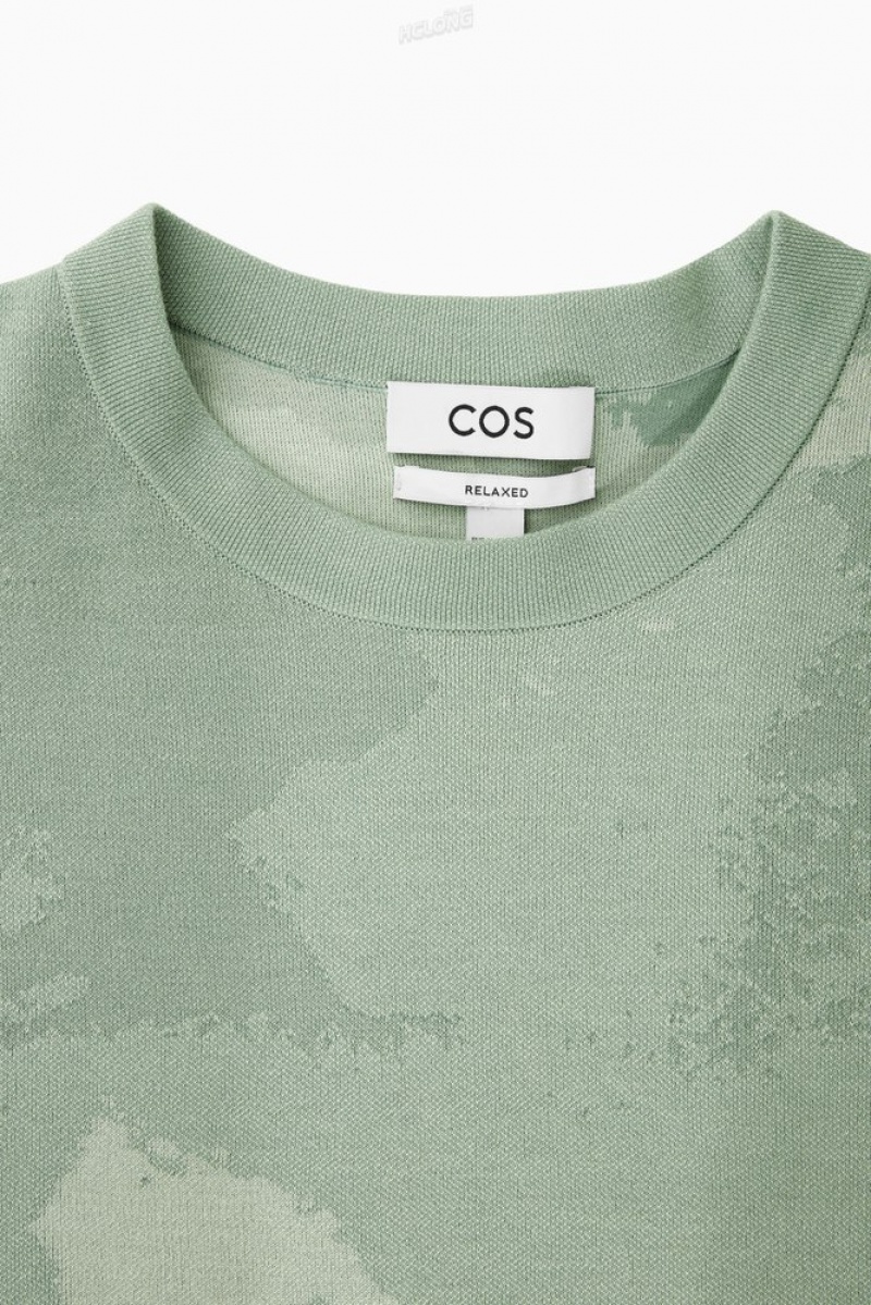 COS Relaxed-Fit Jacquard T-Shirt Vert Clair | 356129-XML