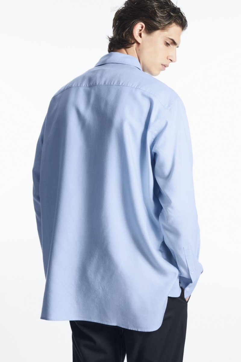 COS Relaxed-Fit Legere Shirt Bleu Clair | 396185-ENK