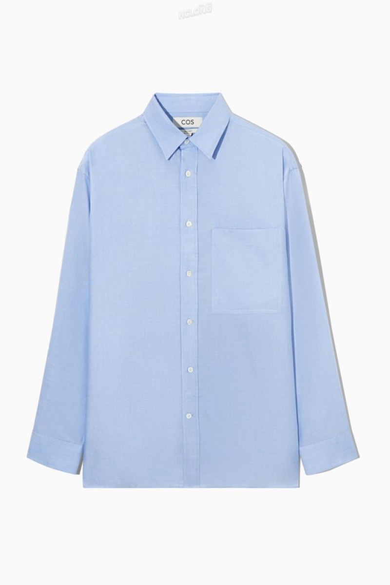 COS Relaxed-Fit Legere Shirt Bleu Clair | 396185-ENK