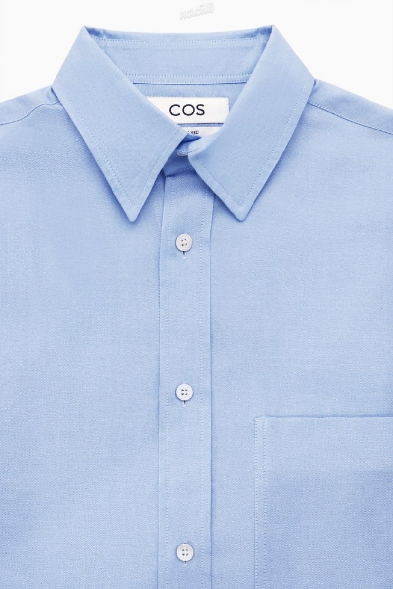 COS Relaxed-Fit Legere Shirt Bleu Clair | 396185-ENK