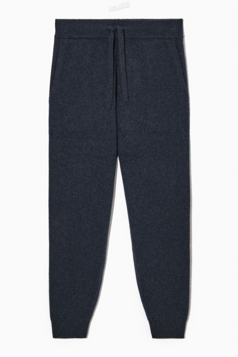 COS Relaxed-Fit Pure Cashmere Joggers Bleu Marine | 027586-FQH