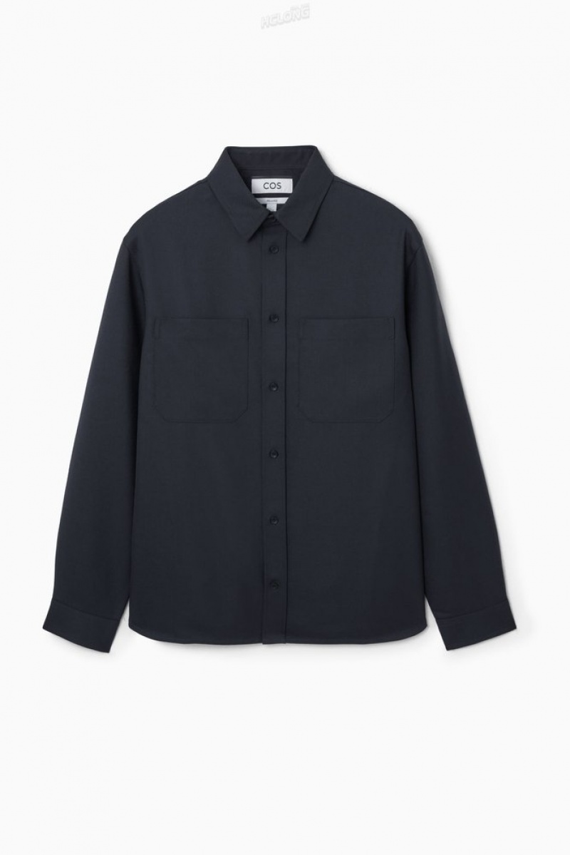 COS Relaxed Utility Shirt Bleu Marine | 831245-DPG