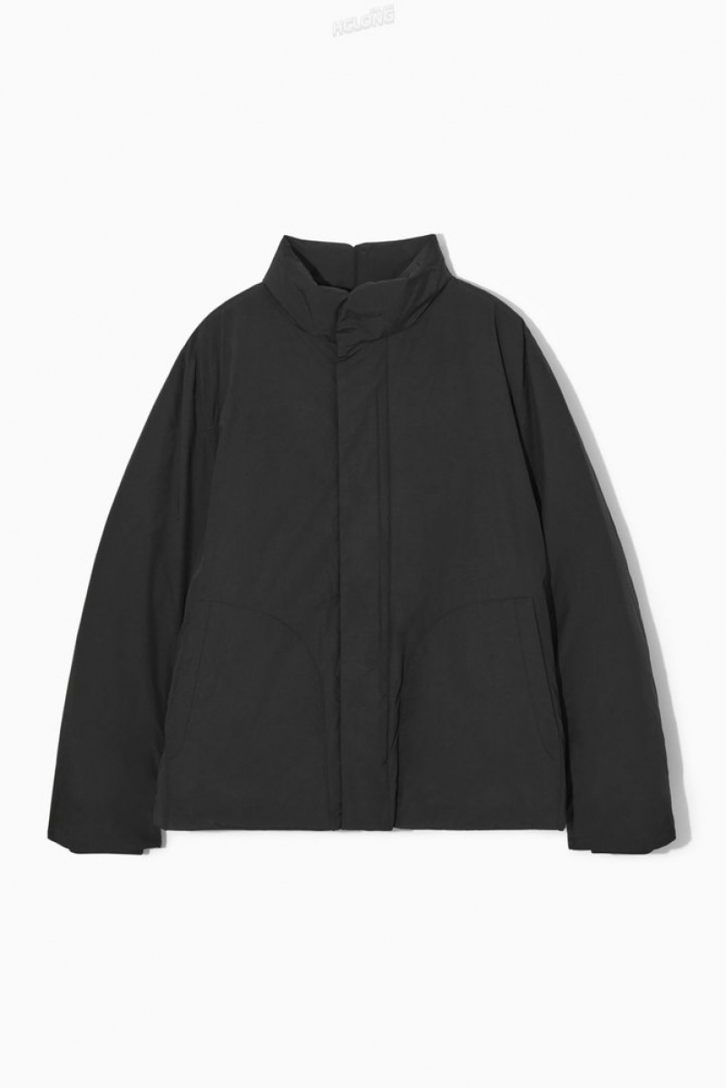 COS Rembourré Magnetic-Collar Jacket Noir | 420917-KPE