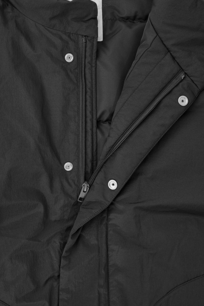 COS Rembourré Magnetic-Collar Jacket Noir | 420917-KPE