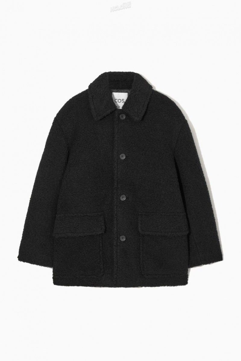 COS Rembourré Teddy Jacket Noir | 896201-NMW