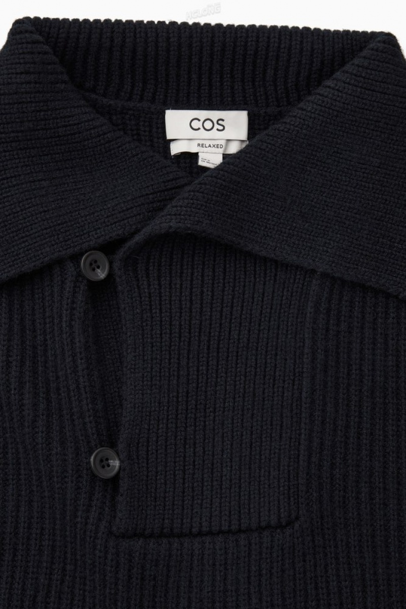 COS Sailor-Collar Laine Jumper Bleu Marine Foncé | 986031-ZCL