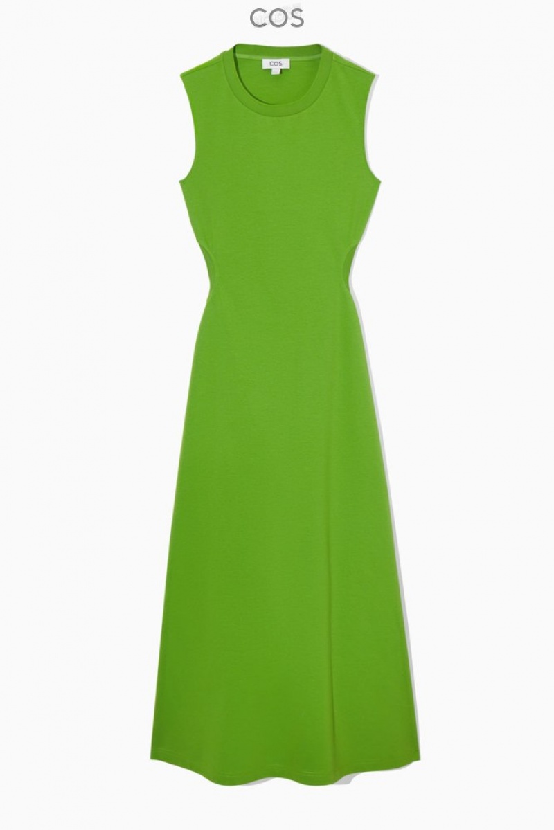 COS Sans Manches Cutout Maxi Robe Vert | 690527-POW