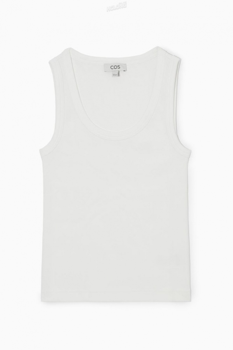 COS Scoop-Neck Nervuré Tank Top Noir | 946235-LYM