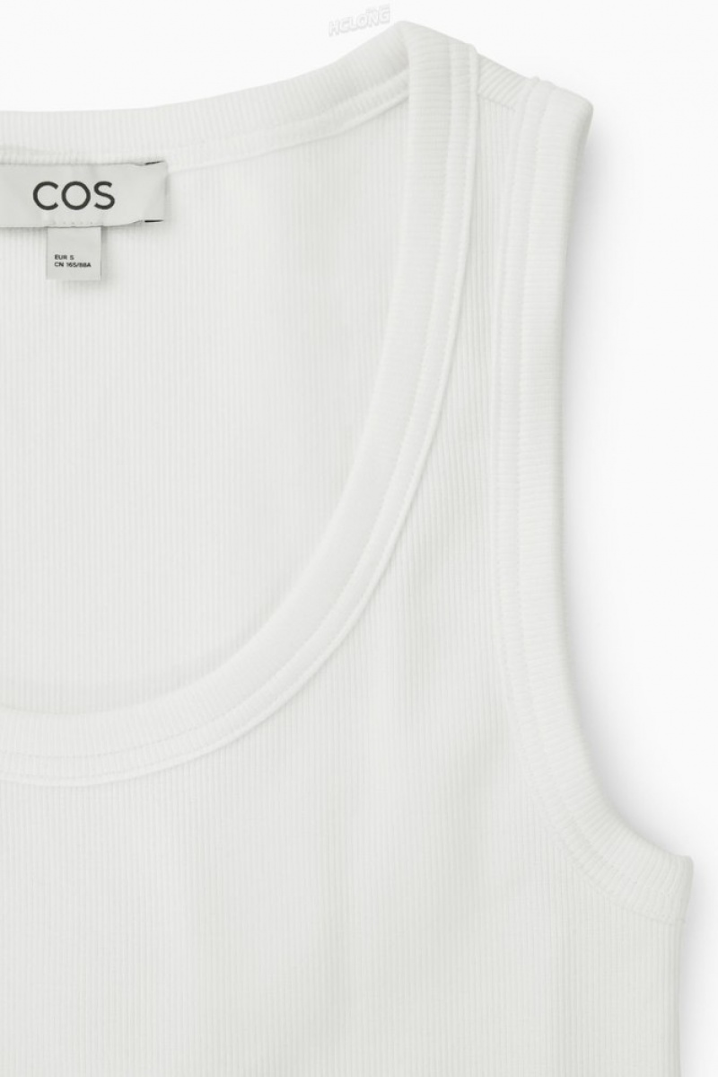 COS Scoop-Neck Nervuré Tank Top Noir | 946235-LYM