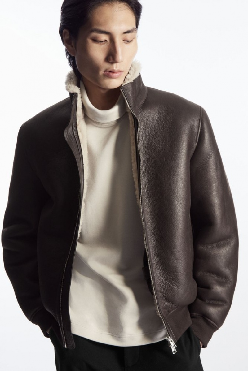 COS Shearling Bomber Jacket Marron Foncé | 097283-CUF