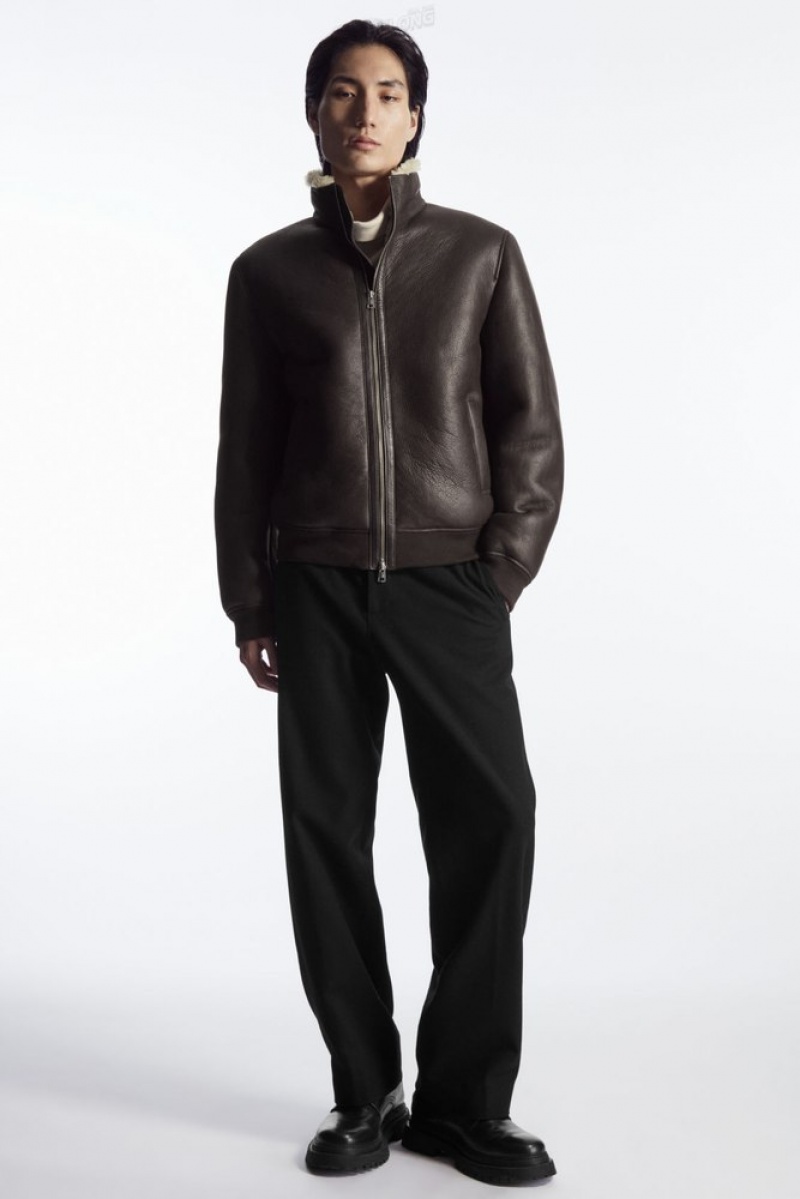 COS Shearling Bomber Jacket Marron Foncé | 097283-CUF