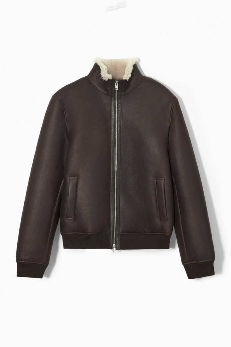 COS Shearling Bomber Jacket Marron Foncé | 097283-CUF