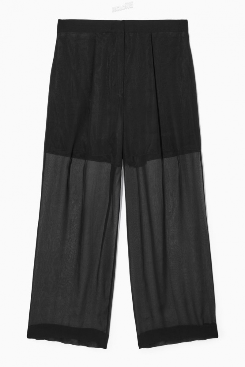 COS Sheer Silk Pants Noir | 165397-ZRW