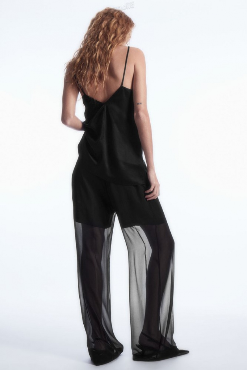 COS Sheer Silk Trousers Noir | 857421-OQY