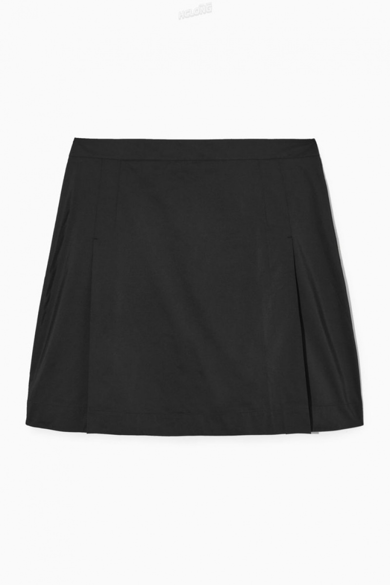 COS Shell-Panel A-Line Mini Skirt Noir | 052194-ZCA