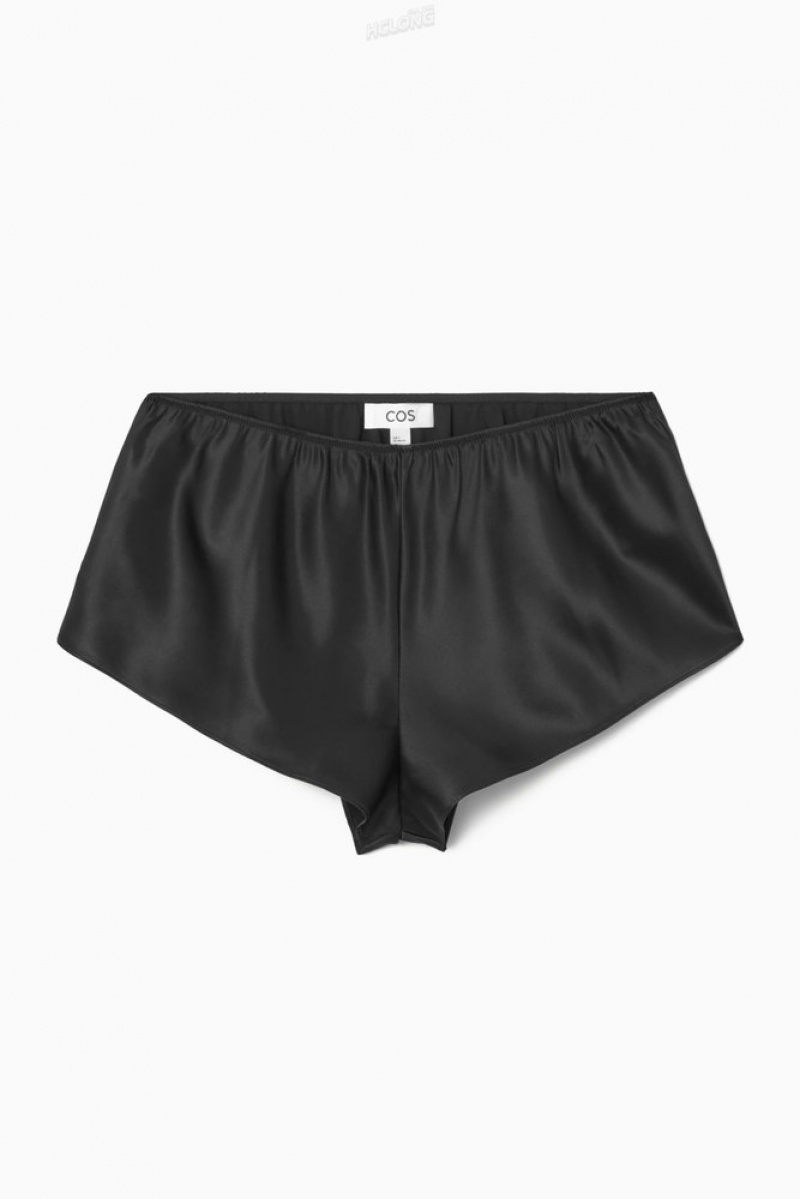 COS Silk-Satin Shorts Noir | 852037-PWU