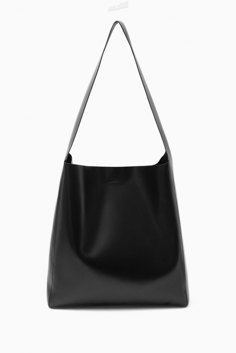 COS Slouchy Shoulder Bag - Cuir Noir | 815603-HNU