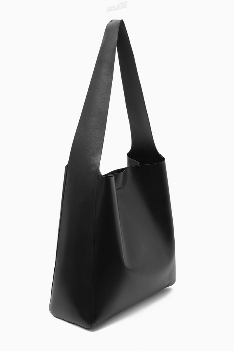 COS Slouchy Shoulder Bag - Cuir Noir | 815603-HNU