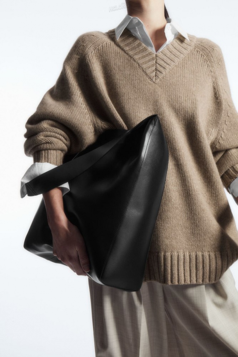 COS Slouchy Shoulder Bag - Cuir Noir | 815603-HNU