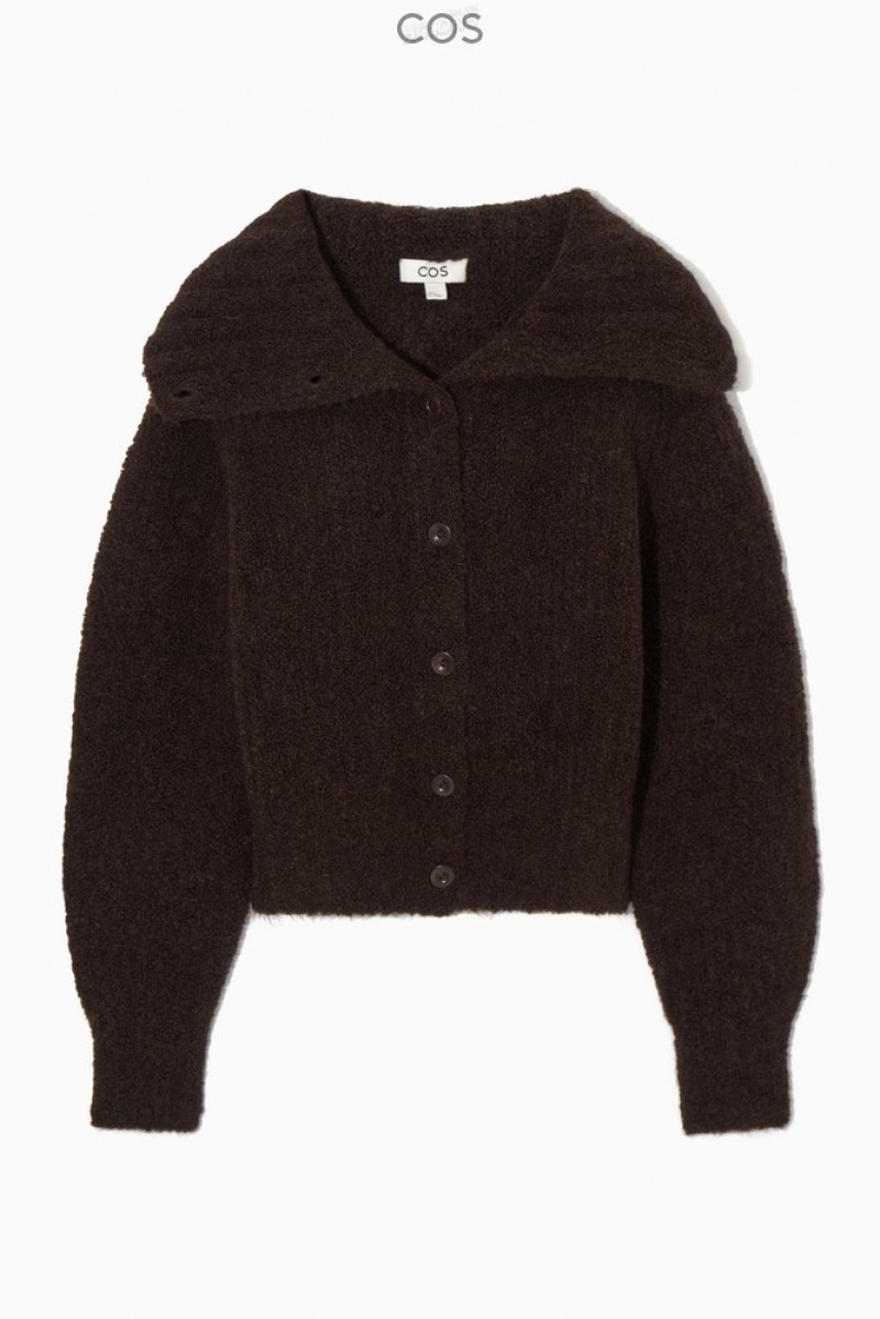 COS Spread-Collar Textured Alpaca Cardigan Marron Foncé | 079286-EYB