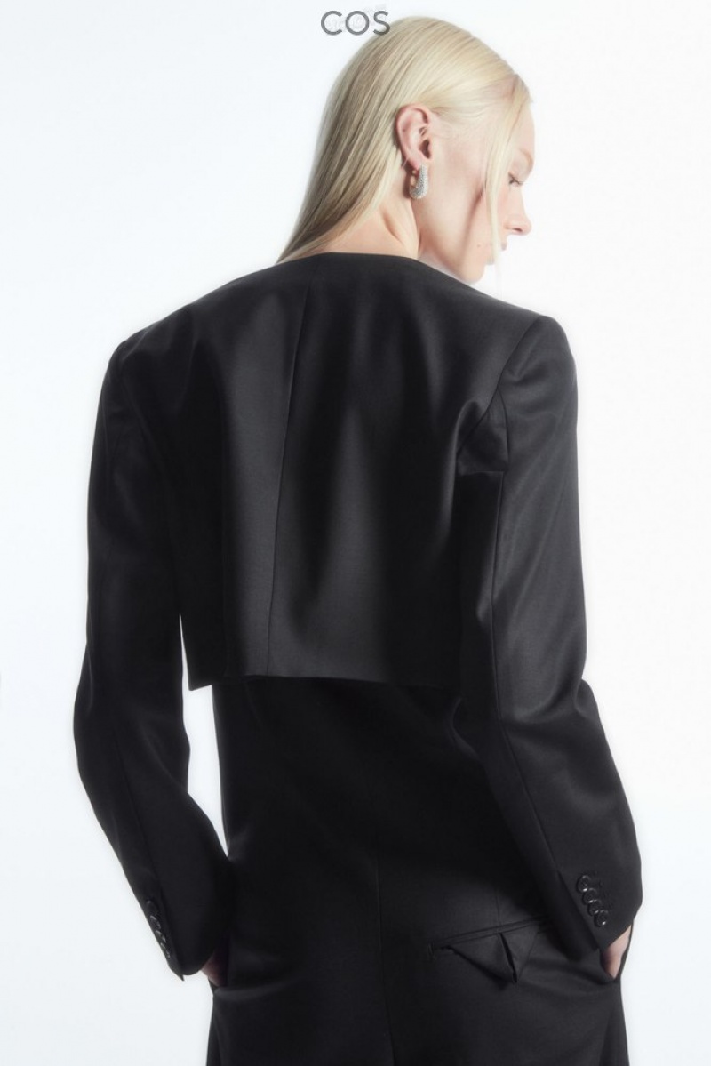 COS Tailored Cropped Bolero Jacket Noir | 120374-DYG