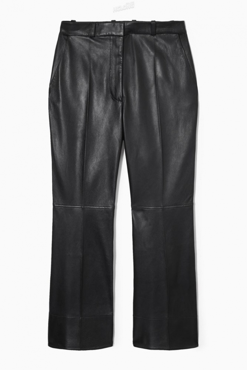 COS Tailored Flared Cuir Pants Noir | 013984-KXL