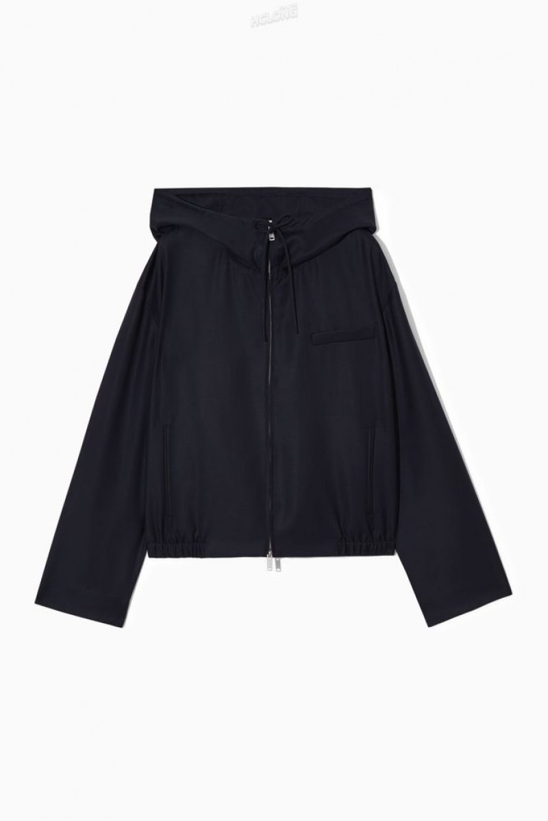 COS Tailored Laine Encapuchonné Jacket Noir | 702356-YTF