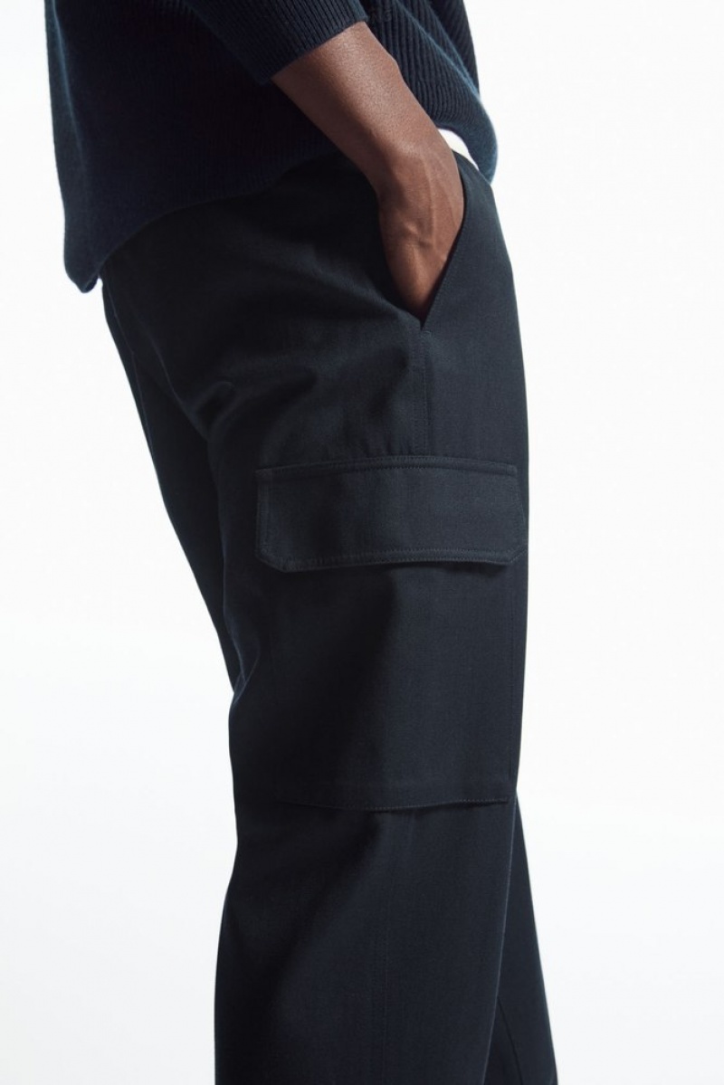 COS Tapered Cargo Trousers Bleu Marine | 054918-VSX