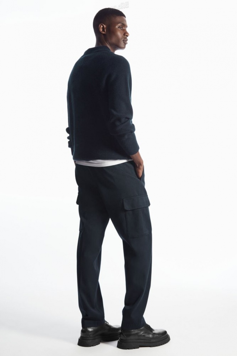 COS Tapered Cargo Trousers Bleu Marine | 054918-VSX