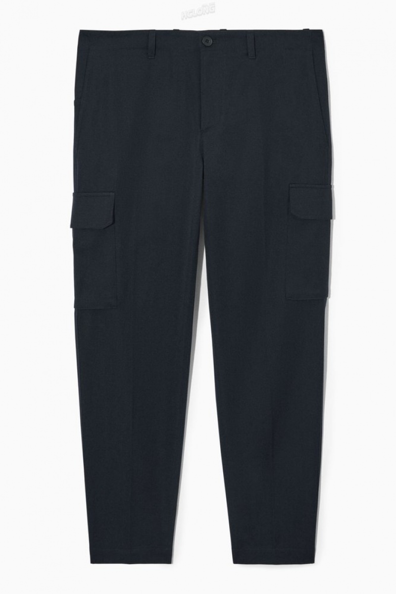 COS Tapered Cargo Trousers Bleu Marine | 054918-VSX