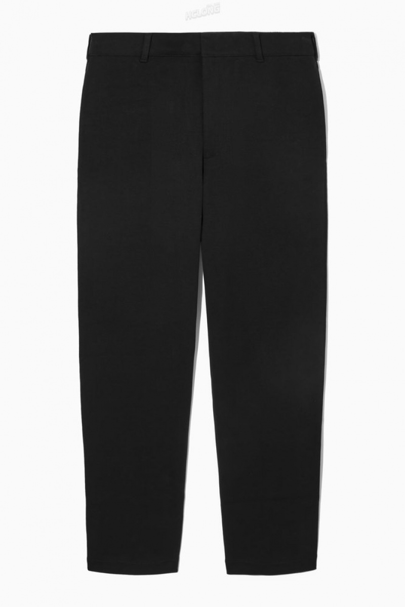 COS Tapered Coton-Jersey Trousers Noir | 162974-HGF