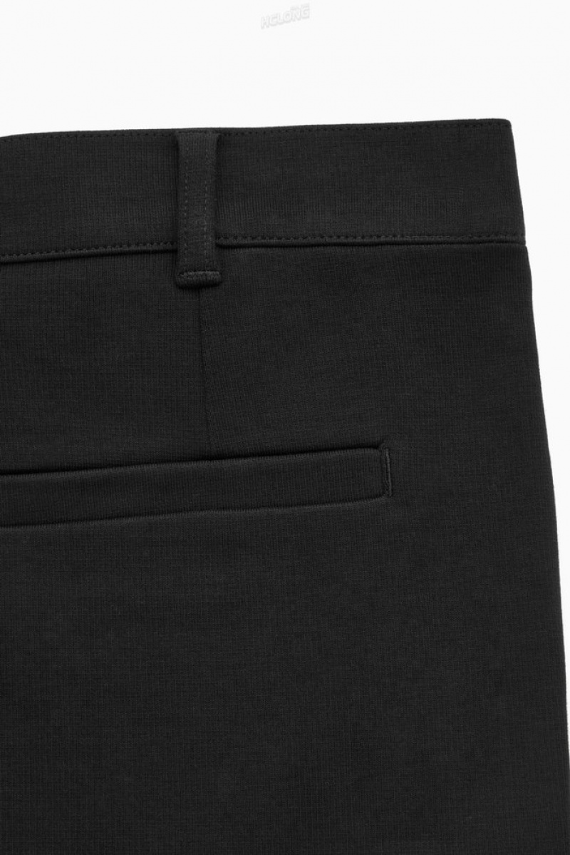 COS Tapered Coton-Jersey Trousers Noir | 162974-HGF