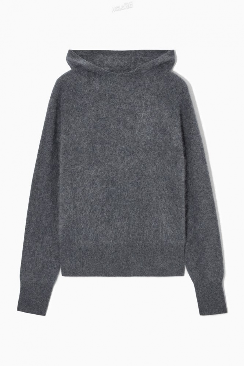 COS Textured Pure Cashmere Hoodie Noir | 190472-PQR