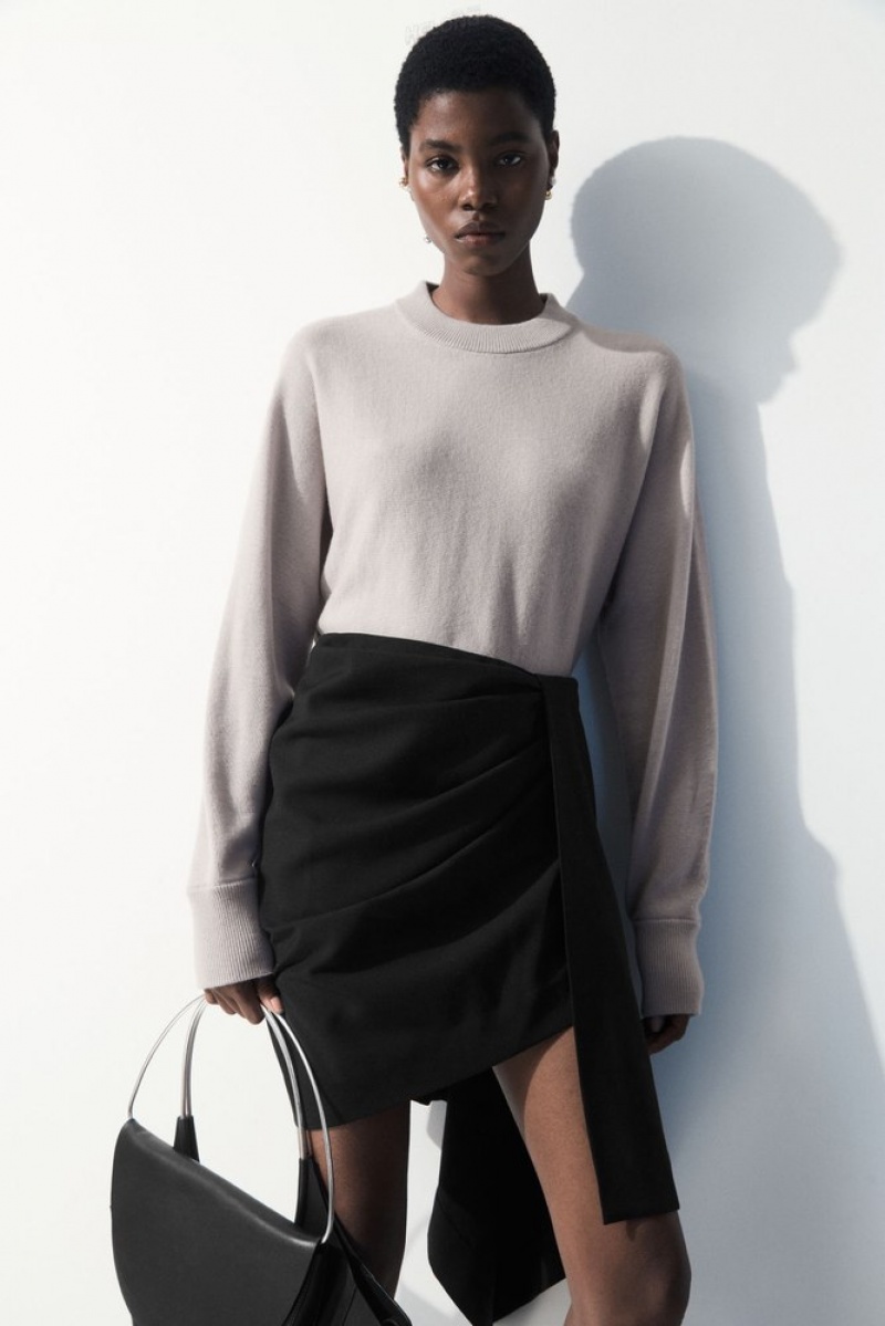 COS The Asymmetric Draped Mini Skirt Noir | 947816-YIQ